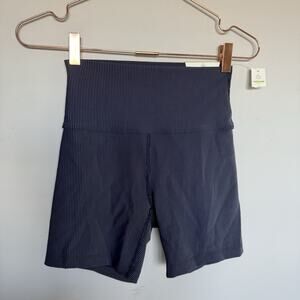 Offline by Aerie Womens Biker Shorts Medium Navy Stripes High Rise 5" Inseam NEW